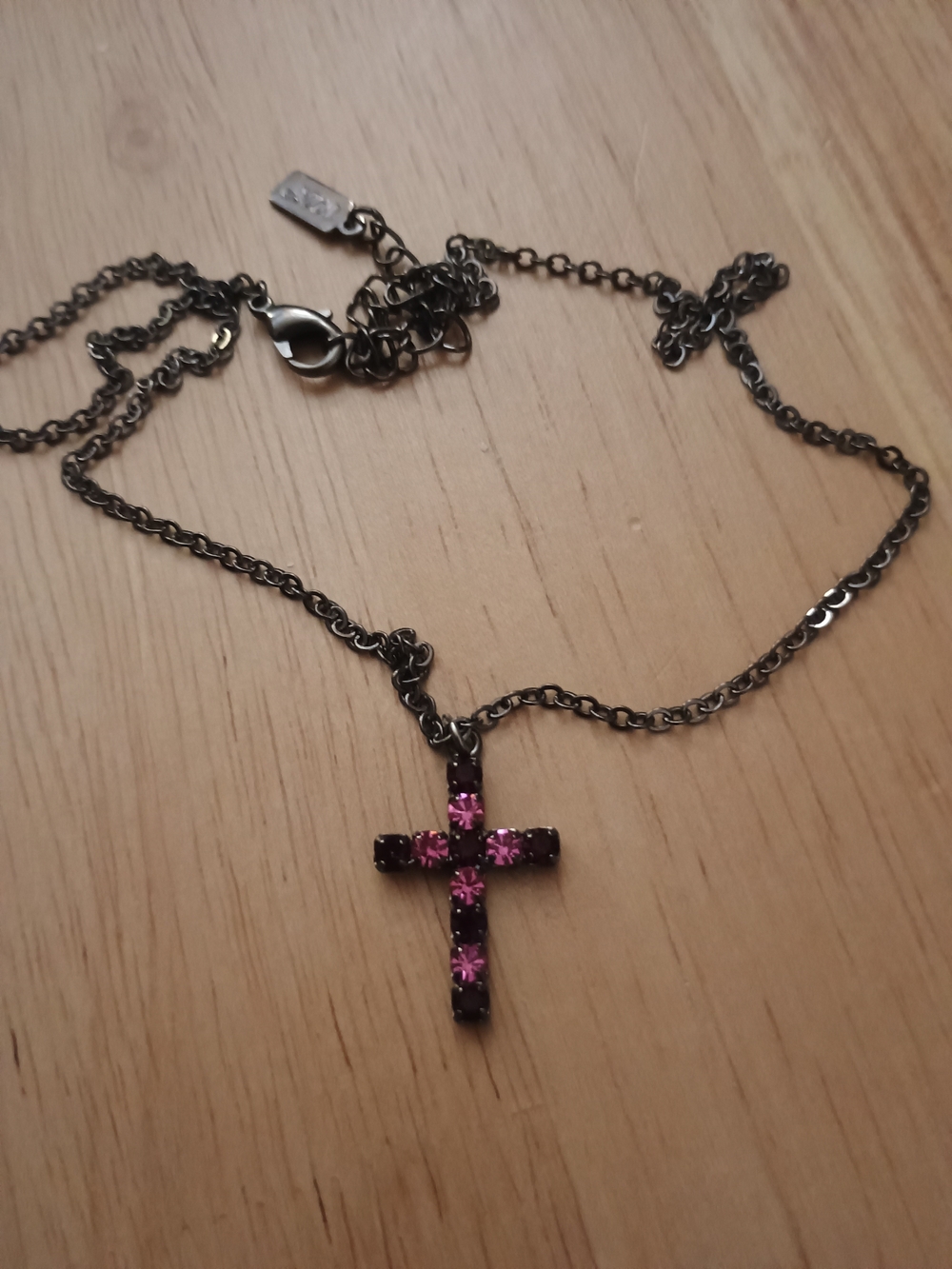 Pink Crystal Cross Pendant Necklace - Women's Jewelry